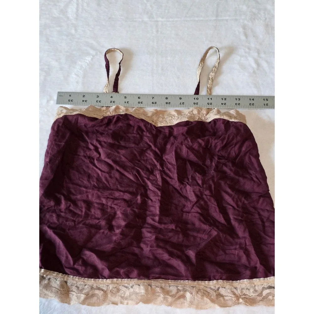 Aerie Y2K Vintage Lace Trim Cami Top Maroon Burgundy XS Boho Coquette Preppy